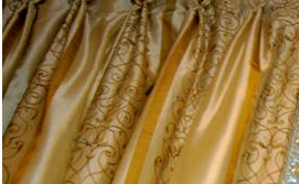 Custom silk drapes with crystal fringe